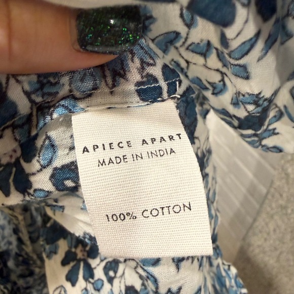 Apiece Apart Victoria Mock Dress Navy Blue Potpourri Sz Floral Ruffle Mini Slip - Picture 15 of 16